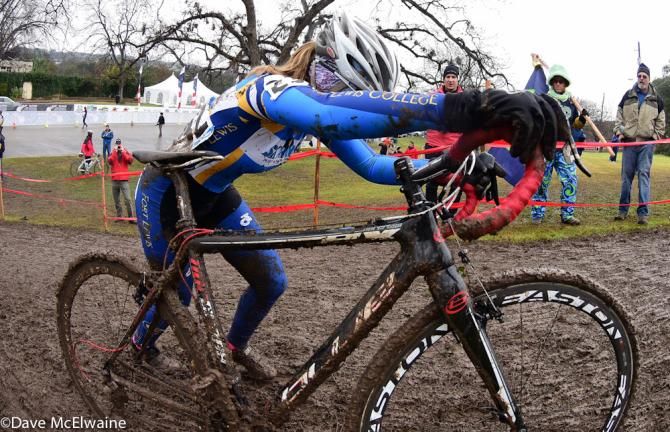 Women's collegiate racing at USA Cycling Cyclo-cross National Championships in Austin, Texas.