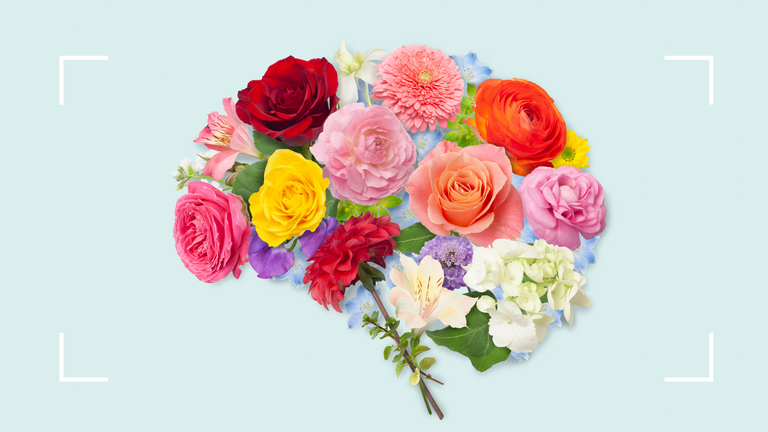 concept of brain made of flowers
