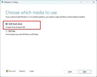 Create Windows 11 USB option