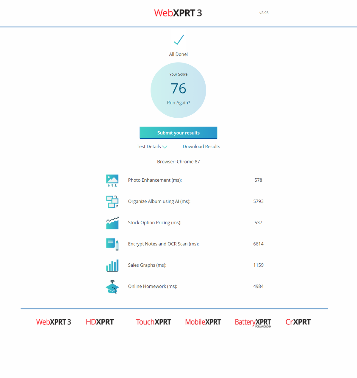 Microsoft Edge WebXPRT3 web performance