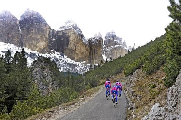 The Dolomites offer a spectacular backdrop to the Giro d'Italia