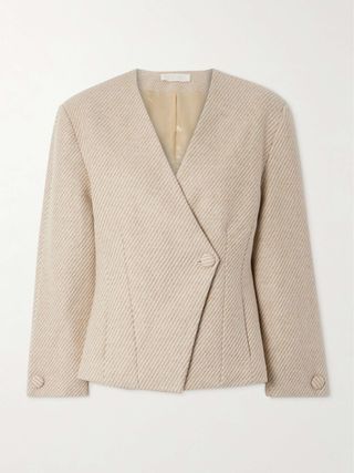 Aloise Asymmetric Striped Wool-Blend Blazer