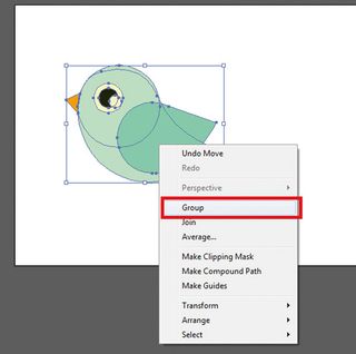 Illustrator’s grouping functionality is used to group elements together