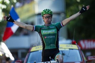 Thomas Voeckler (Europcar) celebrates winning stage 16