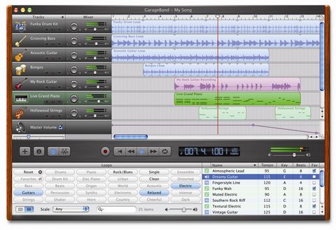 The control layout mirrors the scaled-down functionality of GarageBand.