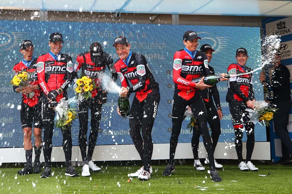 BMC Racing sprays the champagne