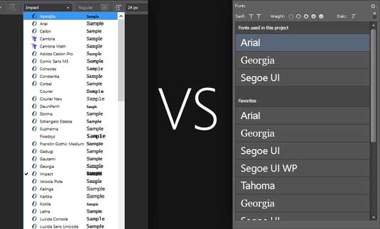 Font menu concept