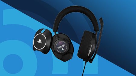 RIG R5 Spear Pro HS wired gaming headset against a blue background