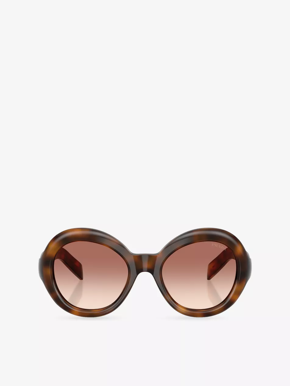 Pr D08su Round-Frame Tortoiseshell Acetate Sunglasses
