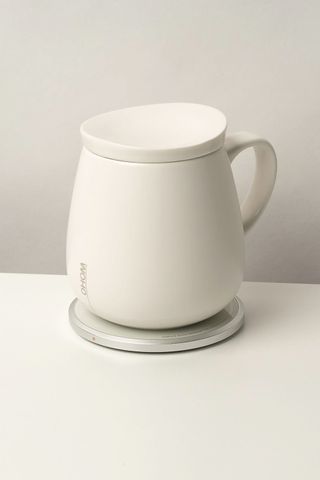 self heating mug in white