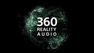 Teksten "Sony 360 Reality Audio" på en sort baggrund