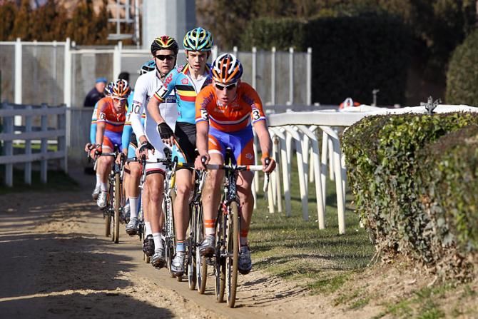 Mike Teunissen (Netherlands) heads the chase of Julian Alaphilippe.