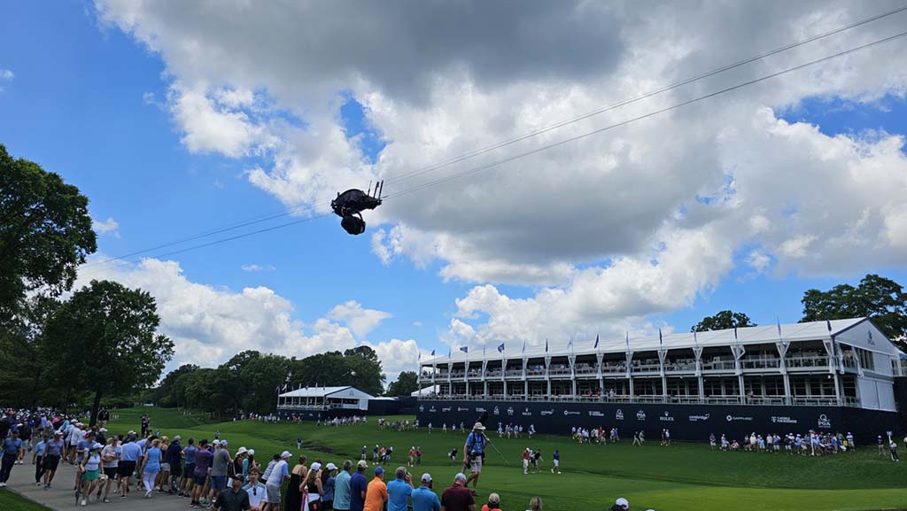 FlyCam between the 14th and 18th holes at 2025 PGA Championship