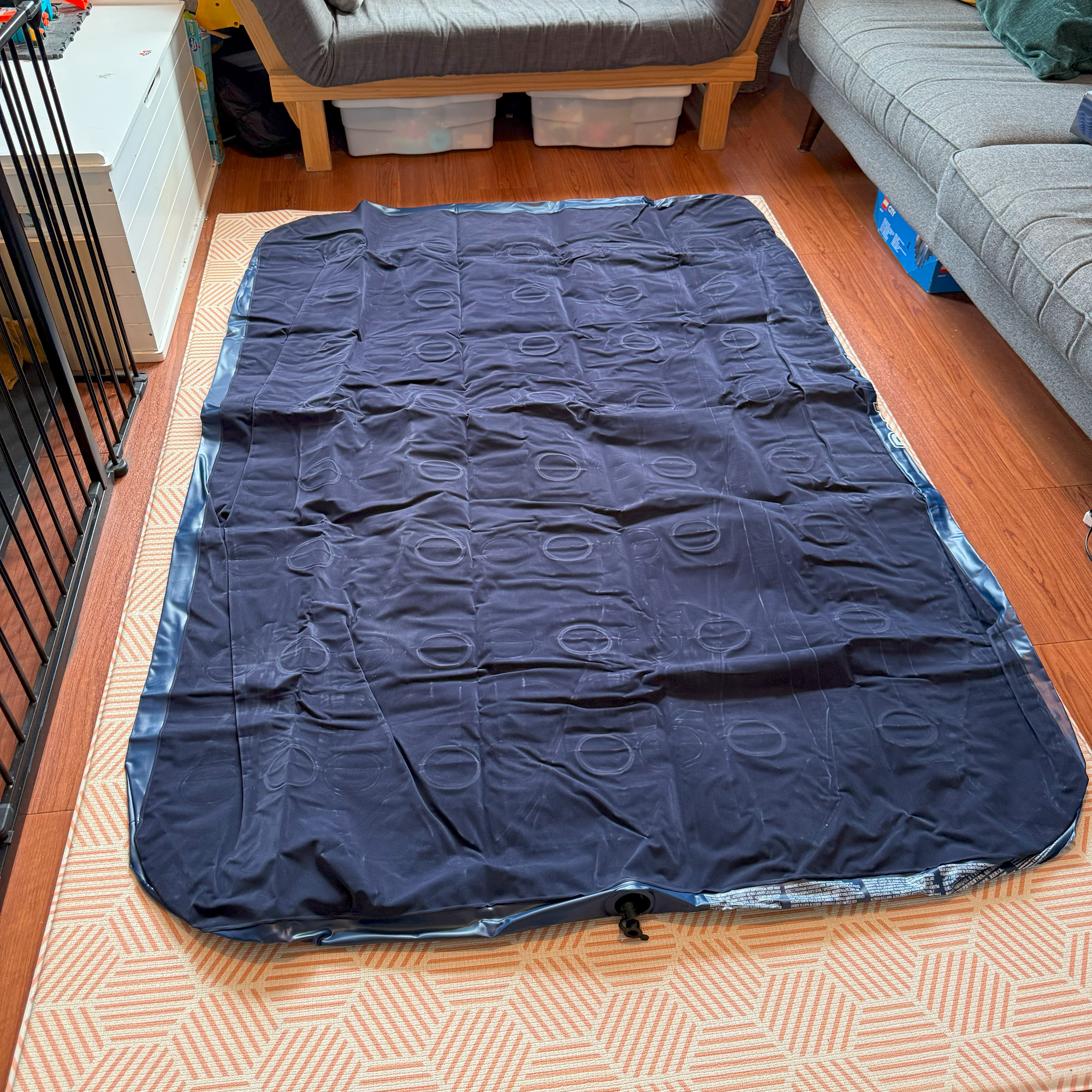 The Bestway Flocked Airbed being tested at home