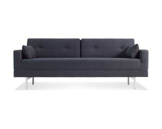 A modern navy blue queen sleeper sofa