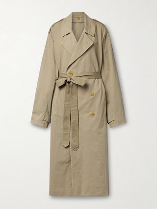 Montrose Oversized Double-Breasted Belted Cotton and Linen-Blend Trench Coat