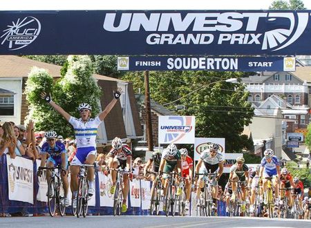 A very happy Jonas Ahlstrand (TeamCykelcity) takes the 2010 Univest Grand Prix