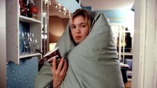 Bridget Jones wrapped in a duvet
