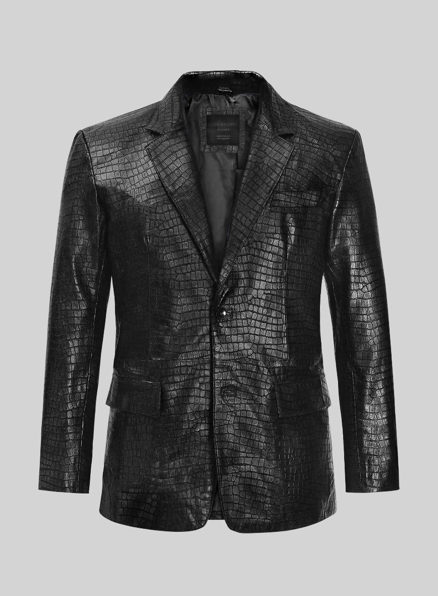 Croc Black Leather Blazer