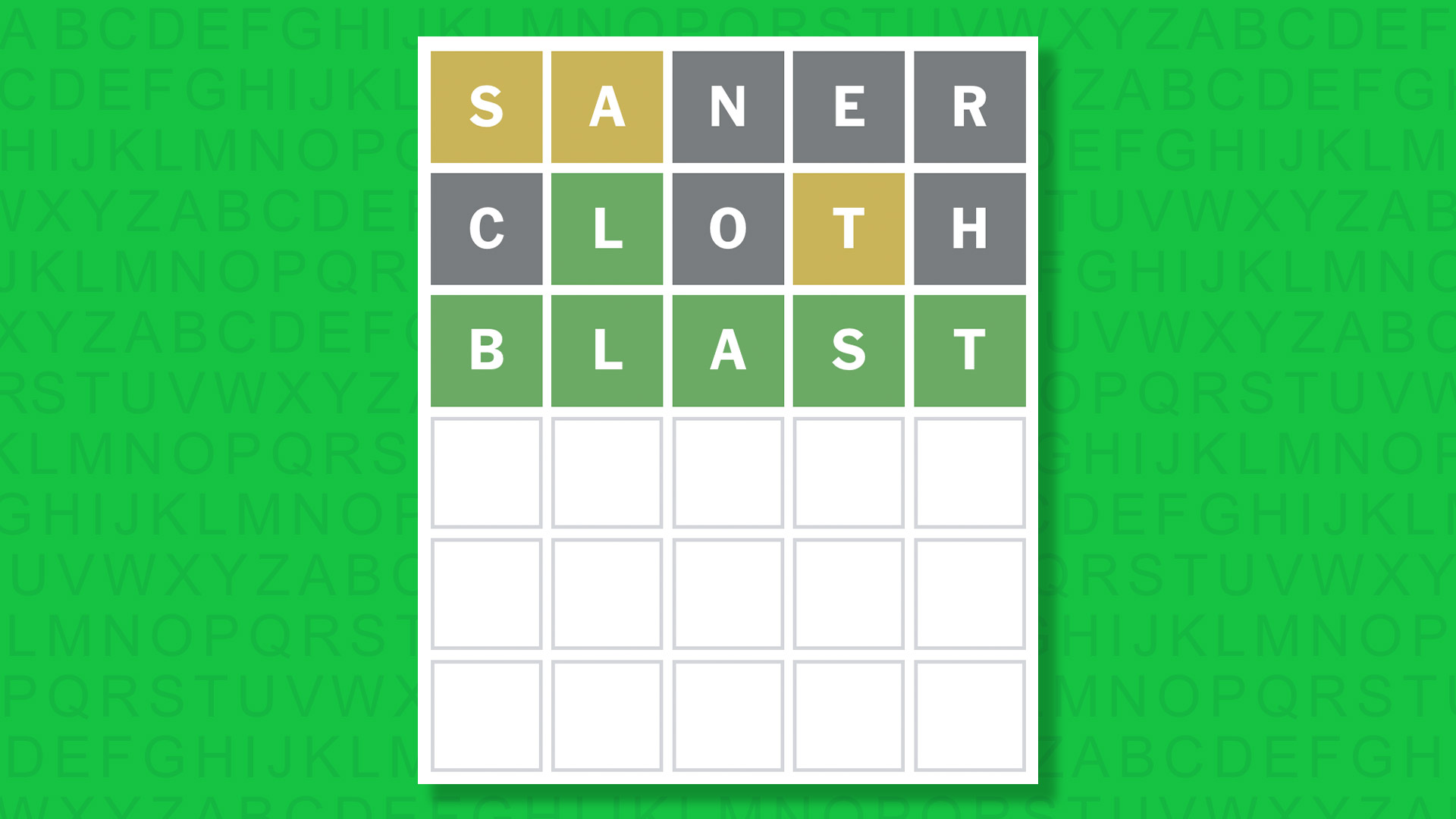 NYT Wordle answer for game 1664 on a green background