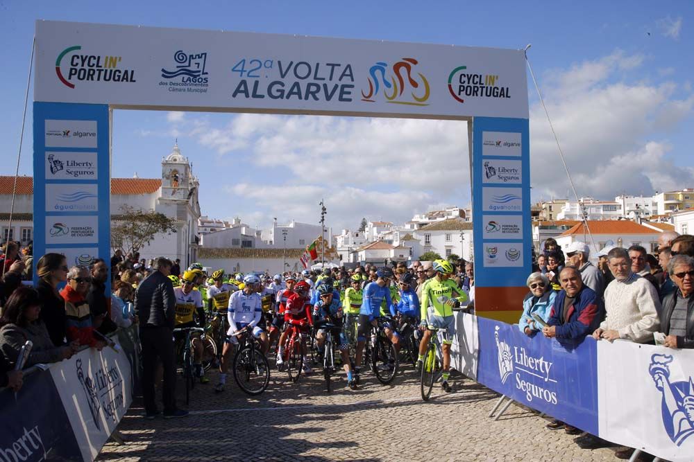 The riders prepare for the start
