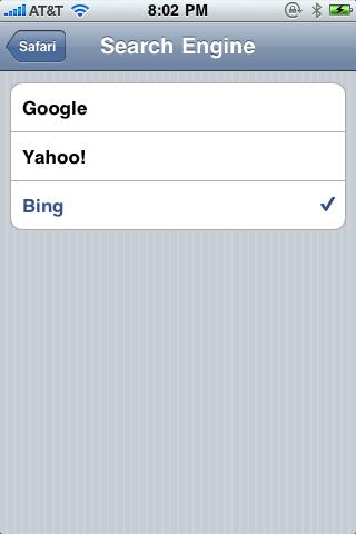 iOS 4 change search engine