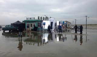 The shoot took place during some pretty serious flooding in northern Germany and the Czech Republic