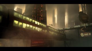 The team used matte painting in Modo and After Effects to create all the background sets in the animated trailer