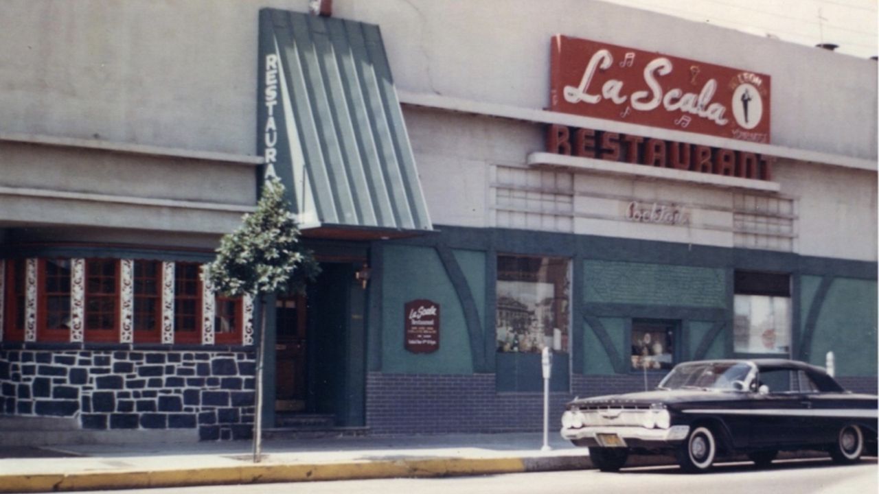 Front view of La Scala restaurant, home of the chopped salad