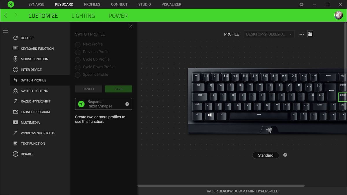 Razer Blackwidow V3 Mini HyperSpeed Synapse