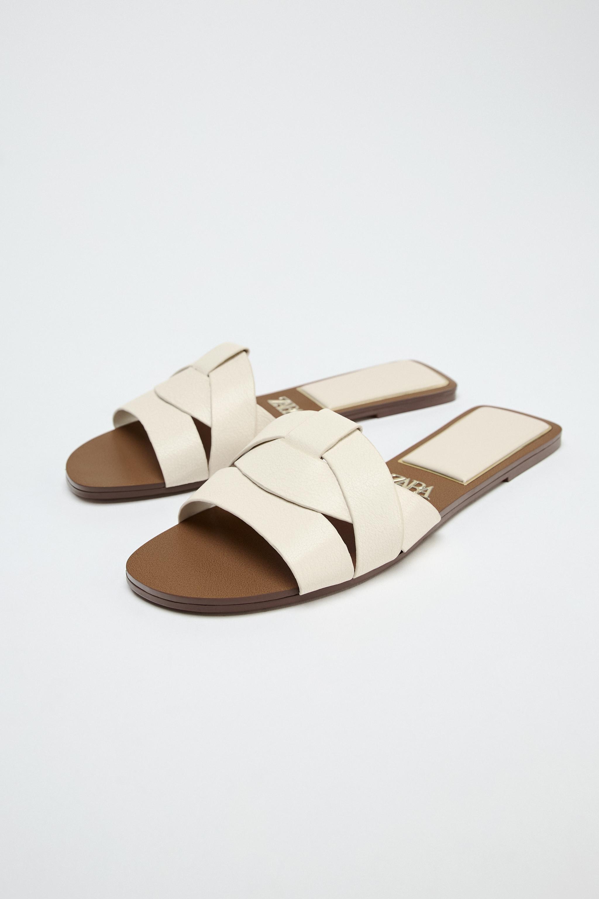 Cross-Strap Flat Leather Sandals