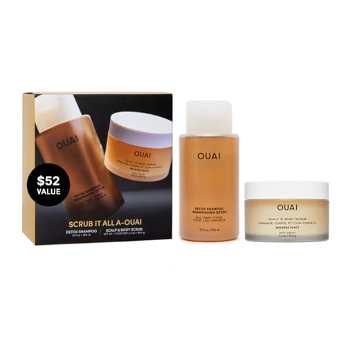 Ouai Hair Care Set - Clarifying Shampoo &amp;amp; Exfoliating Scalp Scrub - Deep Cleansing &amp;amp; Balancing - Hair Care Kit With Detox Shampoo &amp;amp; Travel Size Sugar Scrub for Scalp (2 Count)
