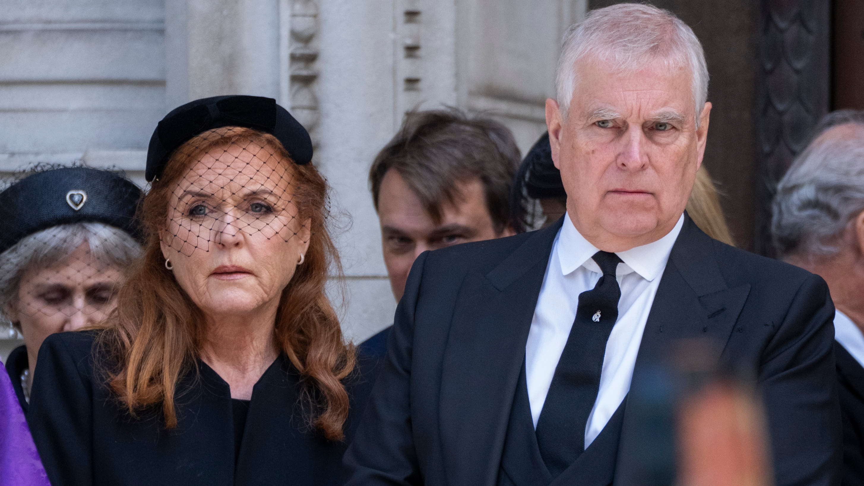 Prince Andrew, Duke of York and Sarah Ferguson, Duchess of York attend the funeral of Katharine, Duchess of Kent at Westminster Cathedral on September 16, 2025