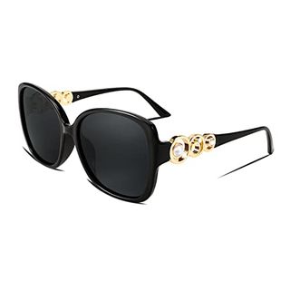 Feisedy Women Fashion Polarized Sunglasses Pearl Sparkling Square Oversized Oval Frame Big Designer Uv Protection B2821