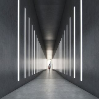 Museum lower-level corridor-galleries