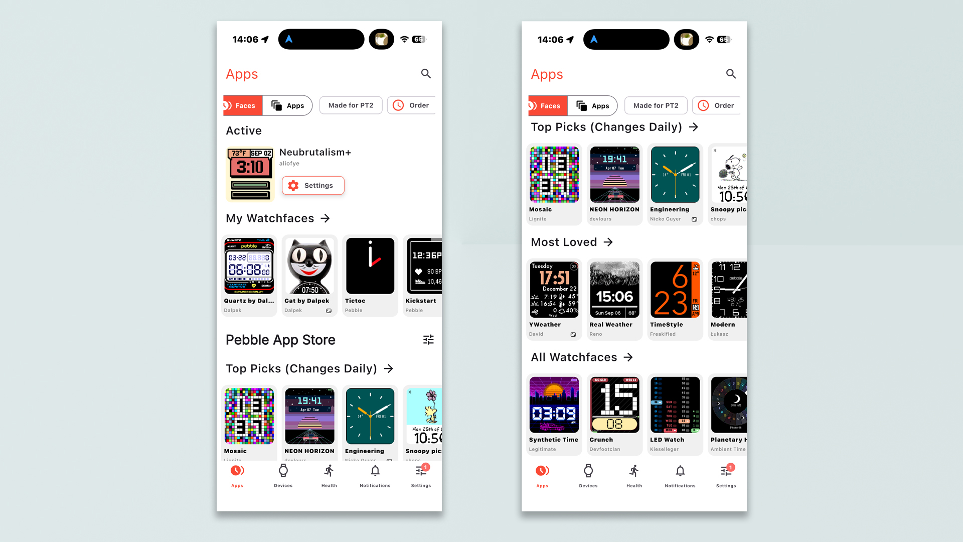 Pebble Time 2 review / Pebble app screenshot