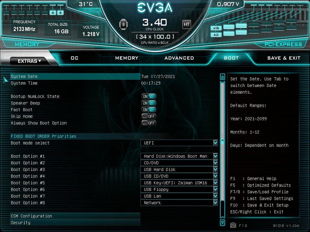 EVGA Z590 Dark - BIOS