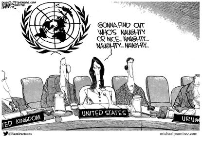 Political cartoon U.S. UN Nikki Haley Jerusalem General Assembly
