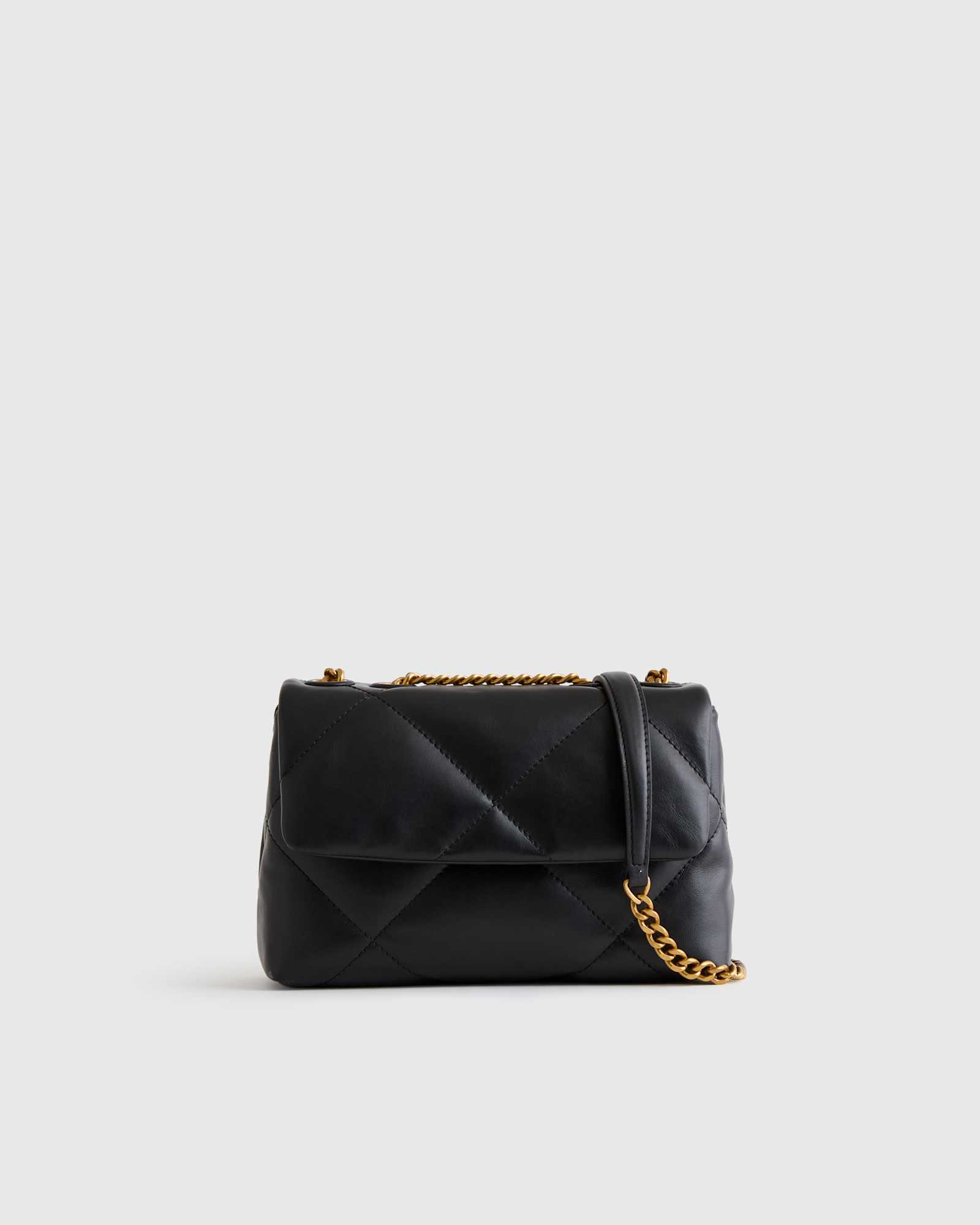 Quince Italian Leather Diamond Quilted Small Shoulder Bag