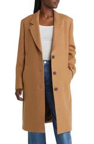 East Side Single Breasted Wool Blend Coat