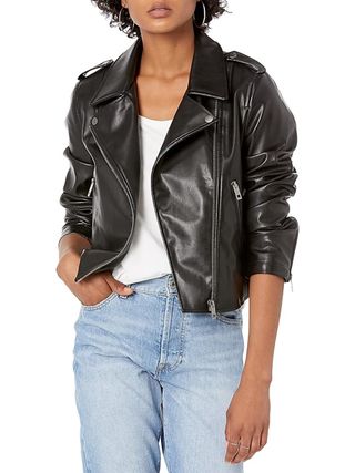 The Drop, Heather Faux Leather Moto Jacket