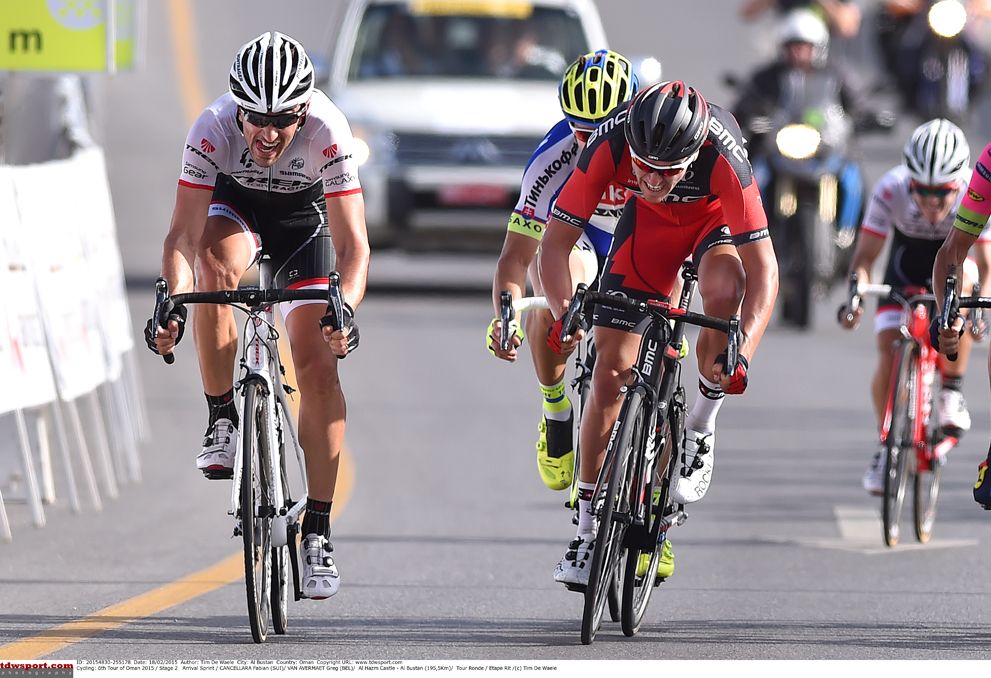 Greg Van Avermaet can't get the better of Fabian Cancellara in Oman