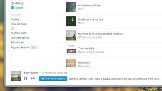 Rdio's remote control feature lets you control playback on one machine from another