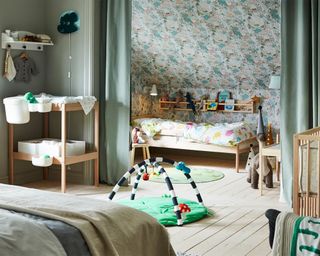 Three in one green bedroom design by IKEA