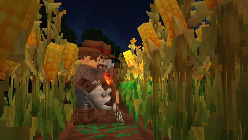 A farmer harvesting corn during Hytale