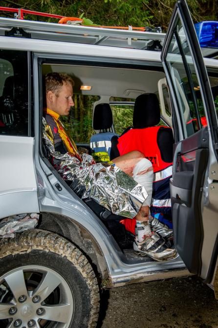 A dejected and injured Urs Huber after abandoning