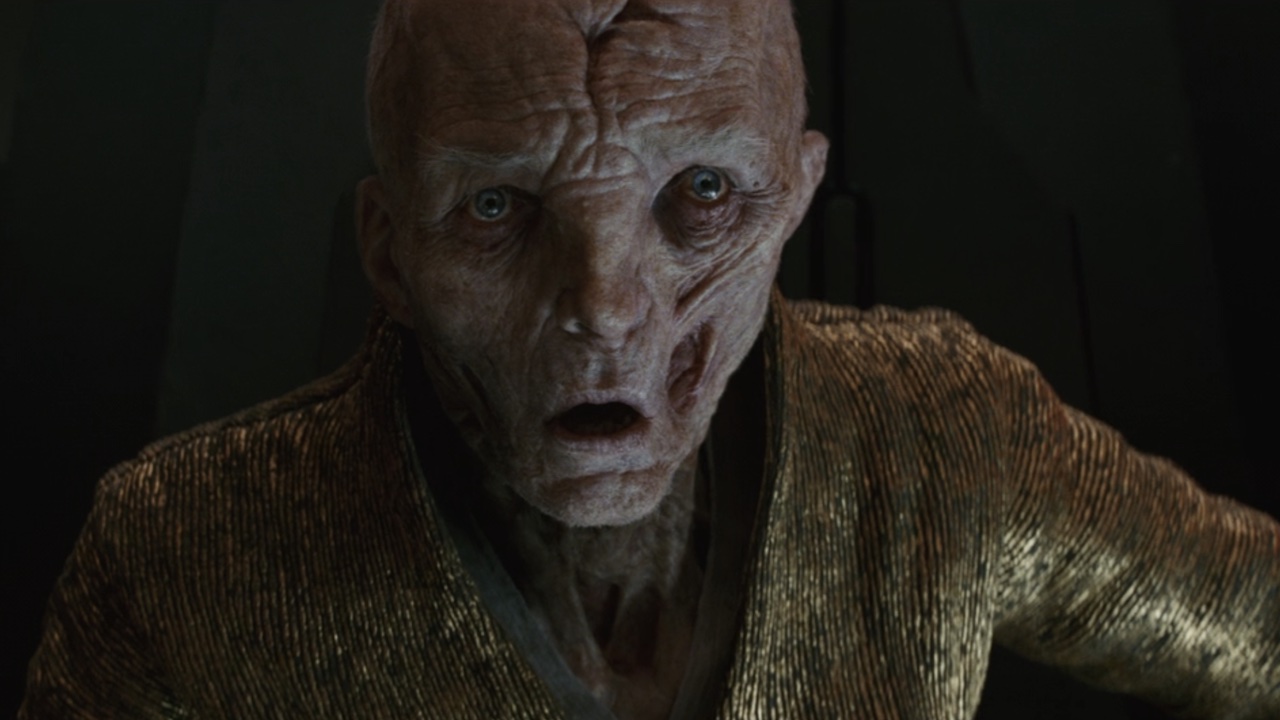 Snoke looking surprised in The Last Jedi