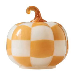 Checkered Glass Pumpkin Decorative