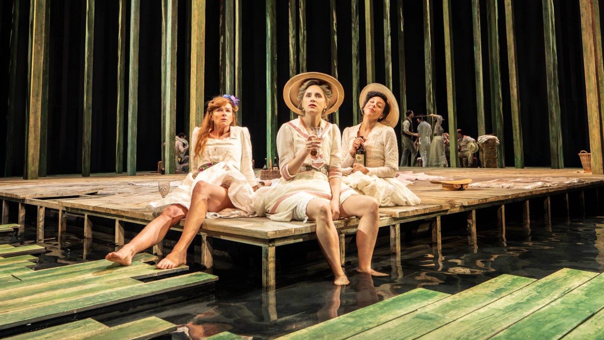 Doon Mackichan, Sophie Rundle and Adelle Leonce on stage in Summerfolk