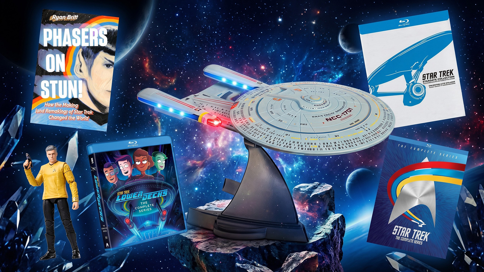 Star Trek blu-rays and merch.